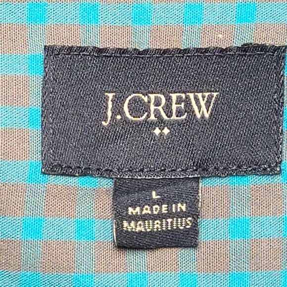 J CREW Oxford Mens Shirt Large Check Button-Up Blue & Grey Long Sleeve - Picture 4 of 9